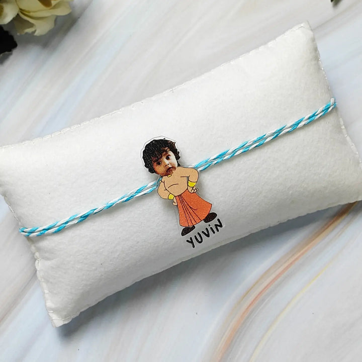 Photo Personalized Reusable Caricature Chota Bheem Theme Acrylic Kids Rakhi