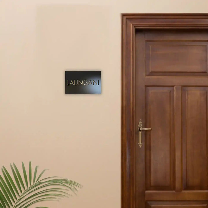 Personalized Black Minimal Design Metal Name Plate