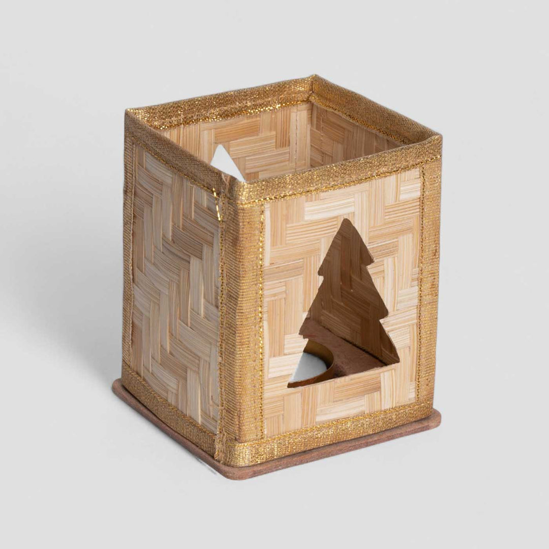 Handmade Bamboo Merry Tree Tea Light Holder