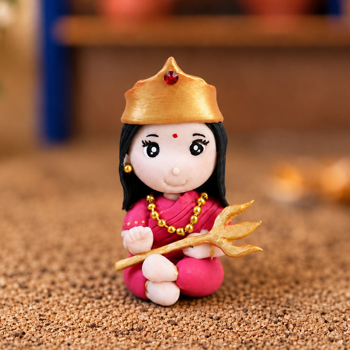 Handmade Miniature Durga Clay Golu Doll For Festive Decor