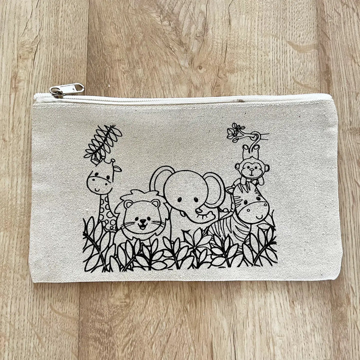 DIY Colour It Yourself Safari Jungle Cotton Pouch For Kids