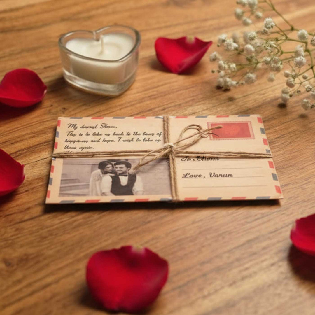 Photo Personalized Printed Postcard Theme Wooden Decorative Plaque For Couples