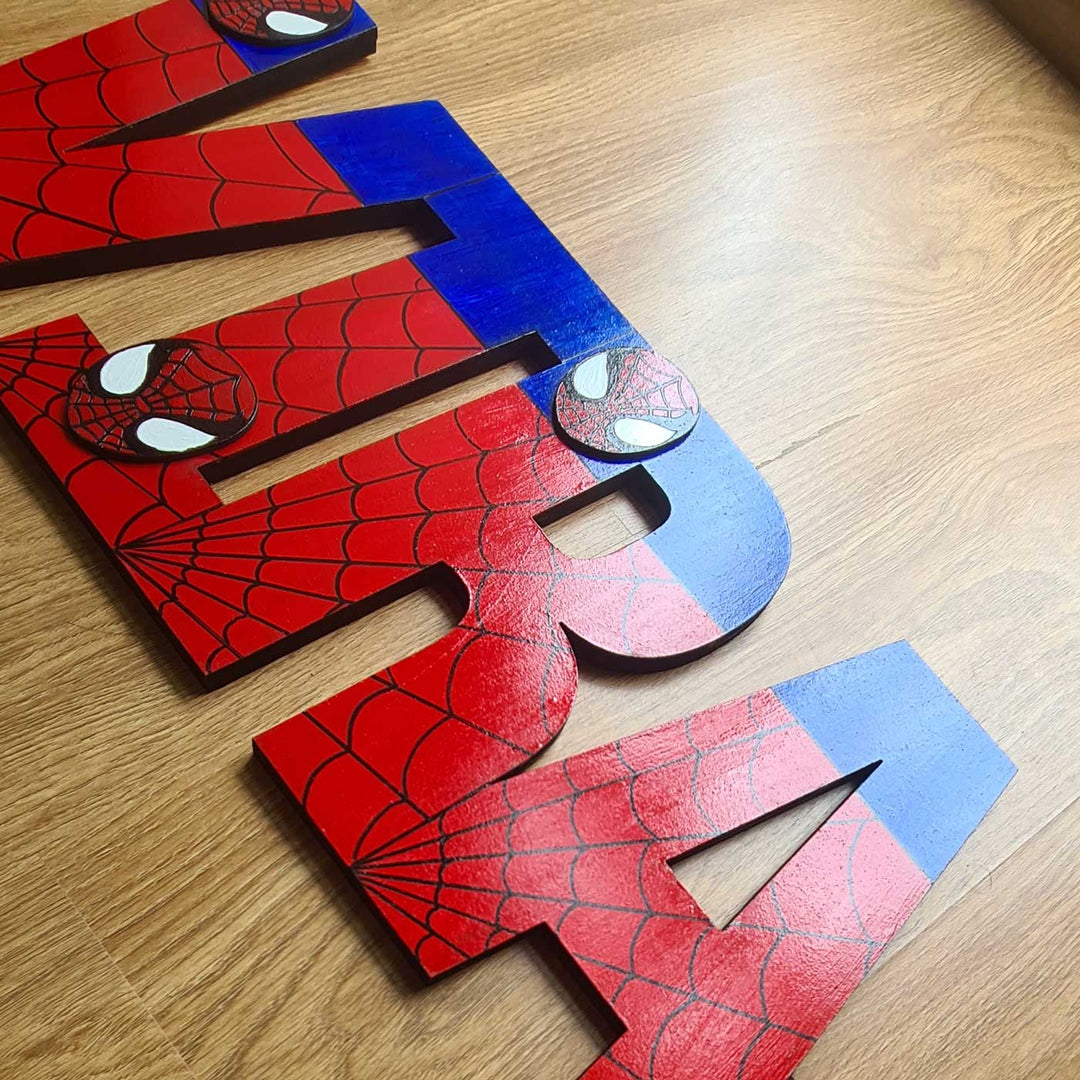 Personalized Spiderman Theme MDF Wood Kids Name Plate
