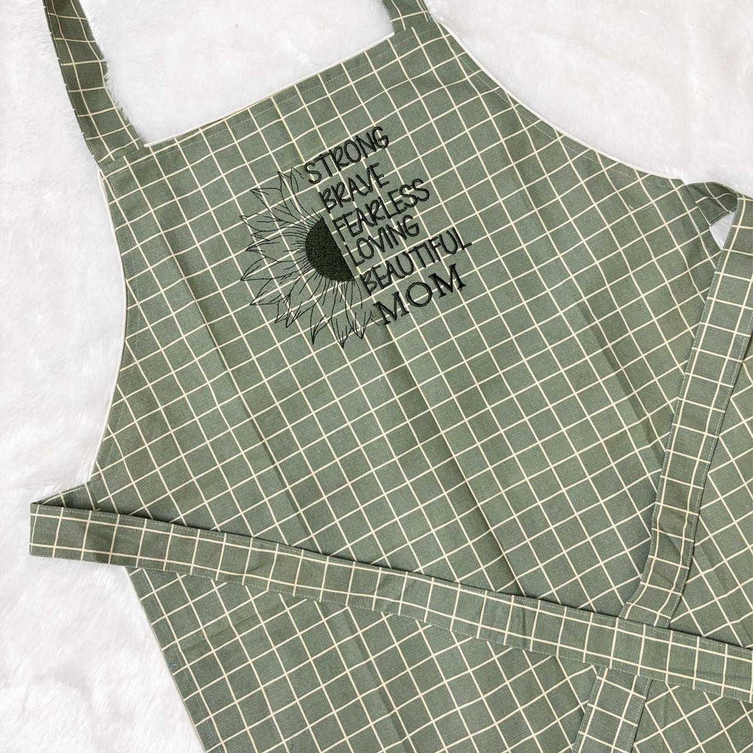 Personalized Embroidered Green Checkered Apron