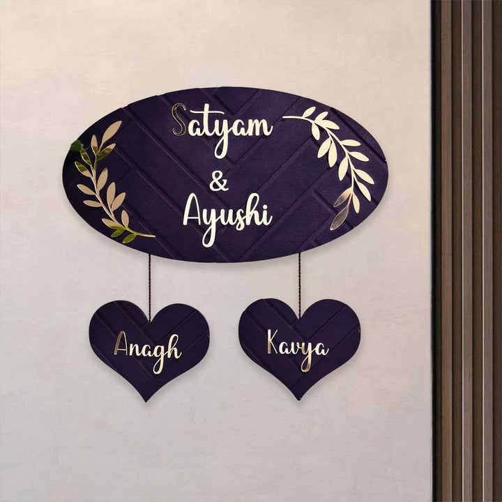 Personalized Elegant Oval Shaped Mdf Wood Name Plate