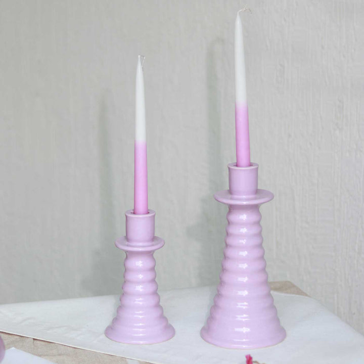 Handmade Lilac Coil Shaped Ceramic Candle Holder