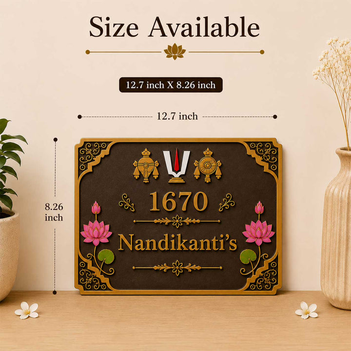 "Shankha Chakra Namam" Handcrafted Personalized Wooden Name Plate For Home