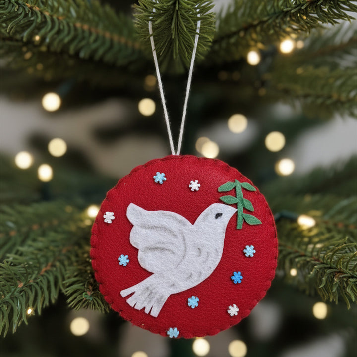 Handmade Peace Dove Felt Ornament For Christmas Tree Decoration