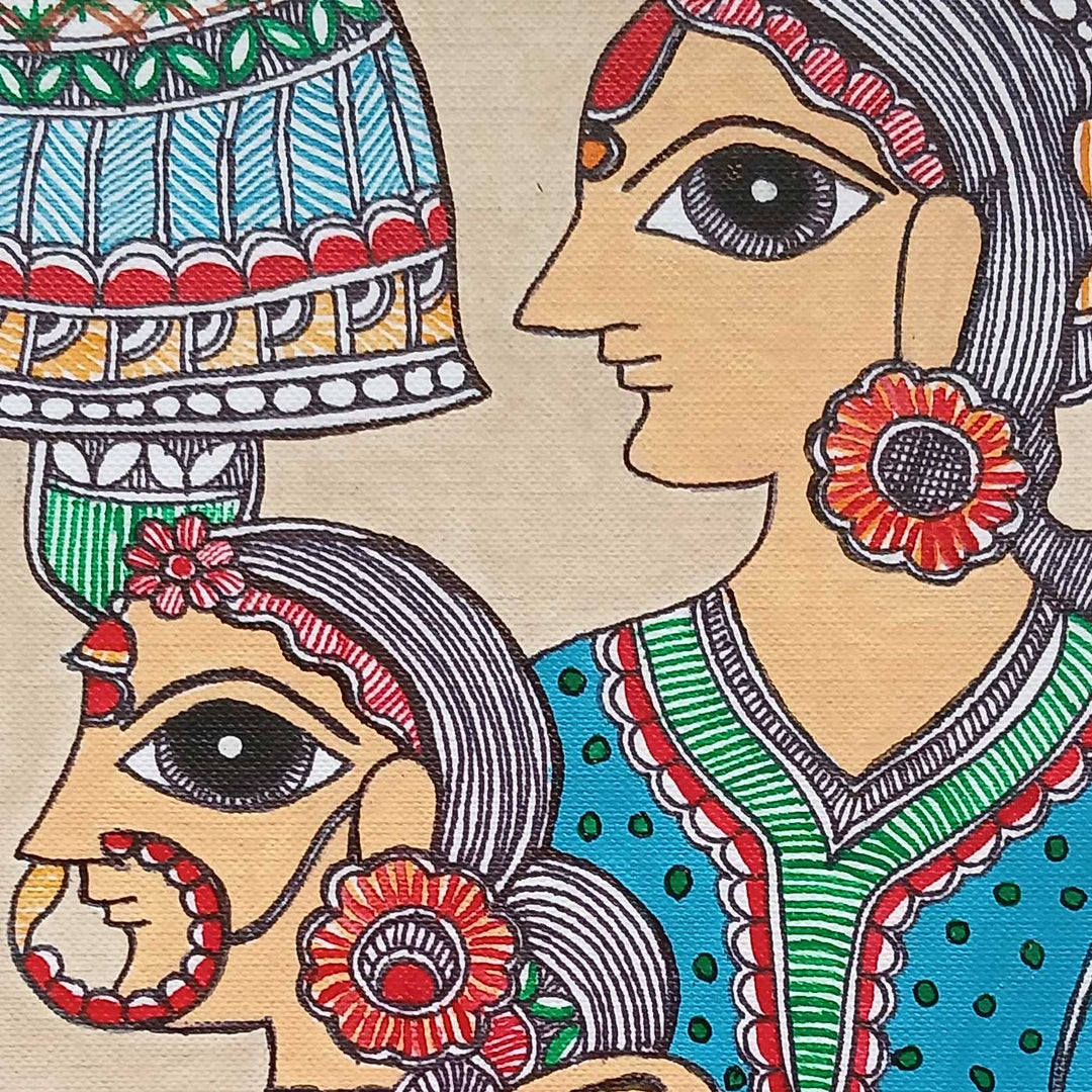 11 x 8 Inch | Dulha Dulhan | Original Hand Painted Madhubani Painting | Nib Acrylic On Paper