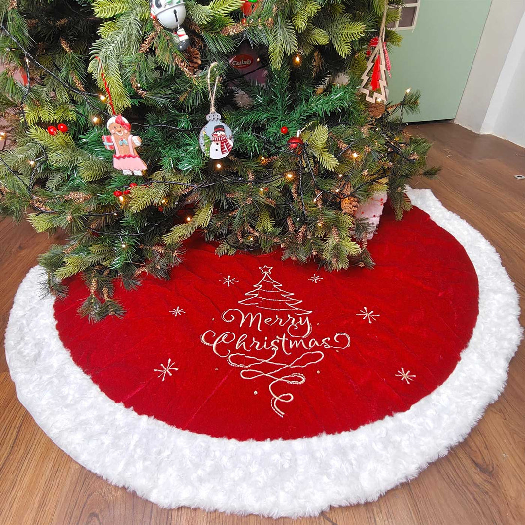 Personalized Handmade Classic Merry Velvet Tree Skirt | 48 Inches