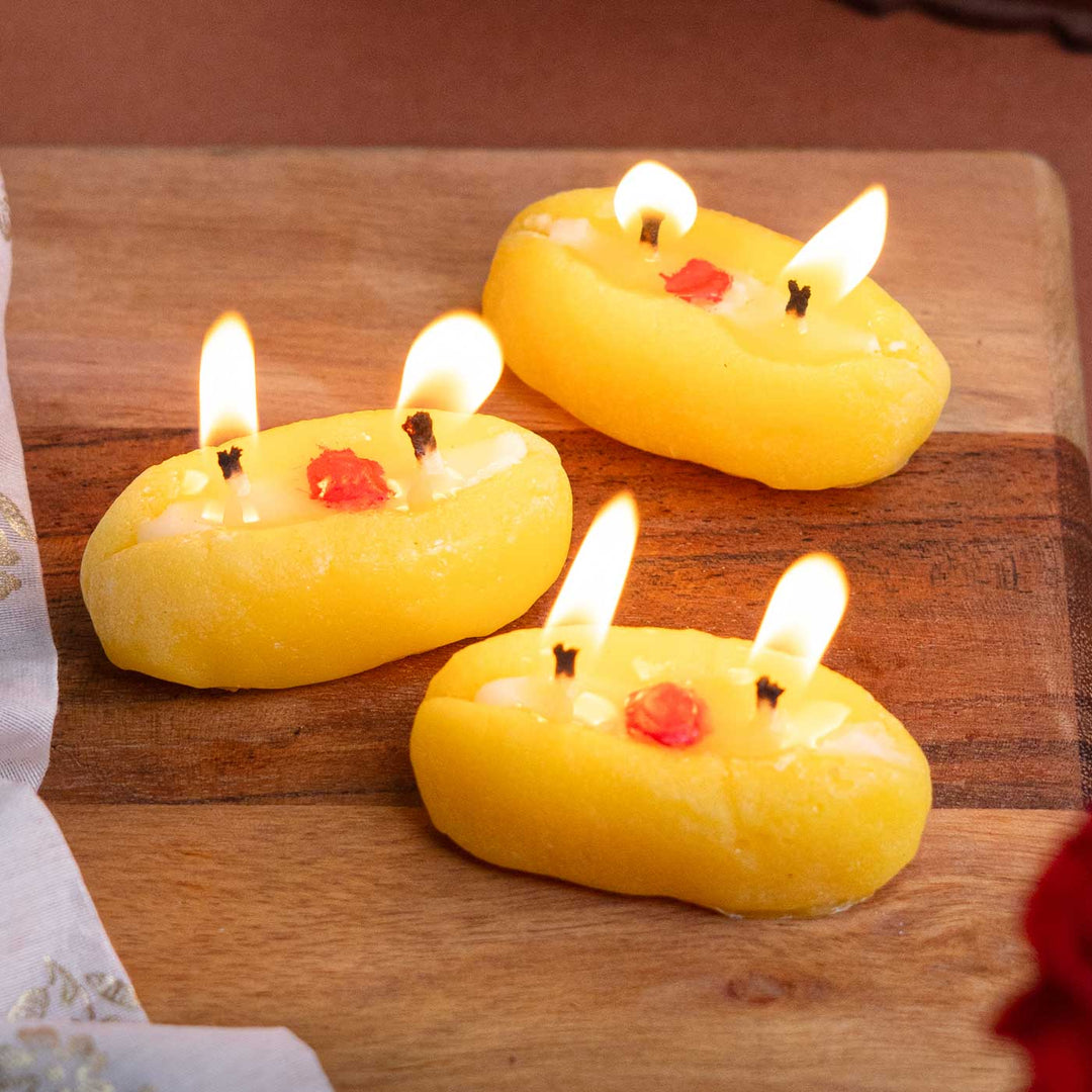 Handmade Sandesh Soy Wax Scented Mithai Candle | Set Of 3