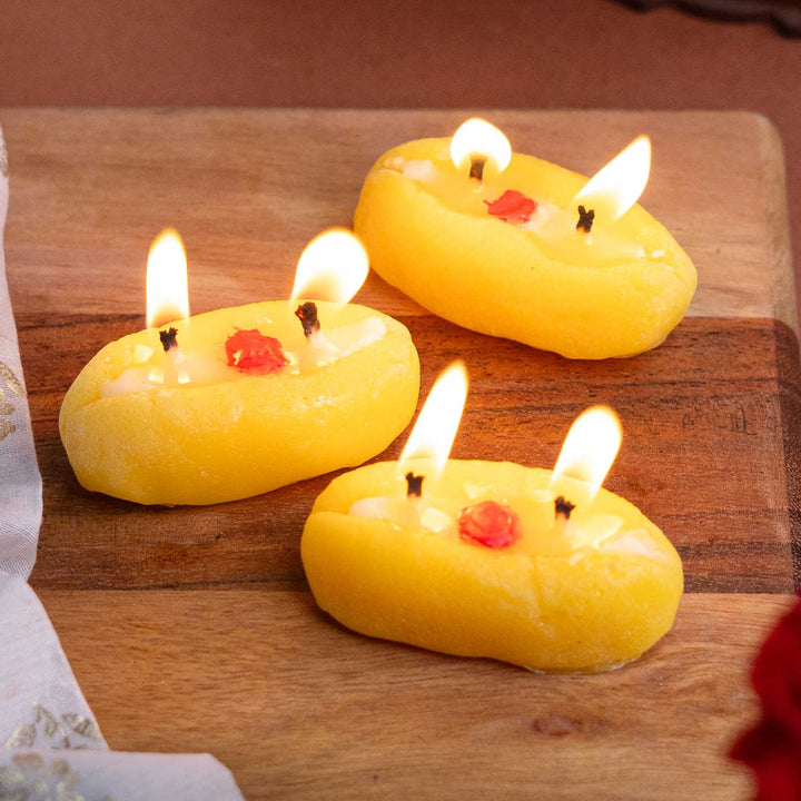 Handmade Sandesh Soy Wax Scented Mithai Candle | Set Of 3