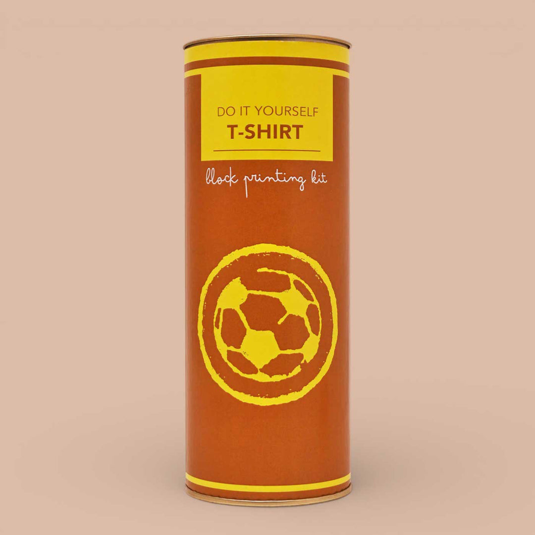 Football Design T-shirt Block Print DIY Kit | 1 White Cotton T-shirt, 1 Fabric Paint And 1 Wooden Block