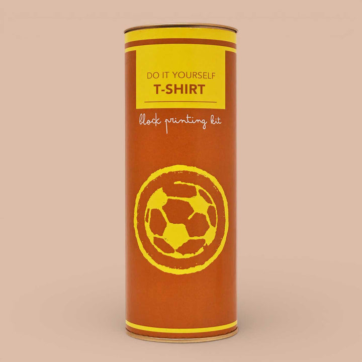 Football Design T-shirt Block Print DIY Kit | 1 White Cotton T-shirt, 1 Fabric Paint And 1 Wooden Block