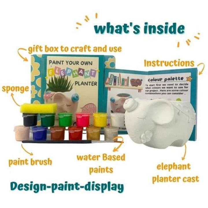 Paint Your Own Elephant Theme Ceramic Planter DIY Kit