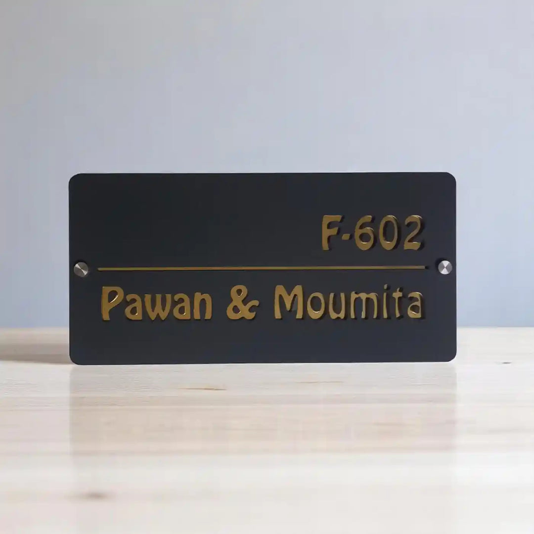 Personalized Handmade Matt Black Rectangular Acrylic Name Plate