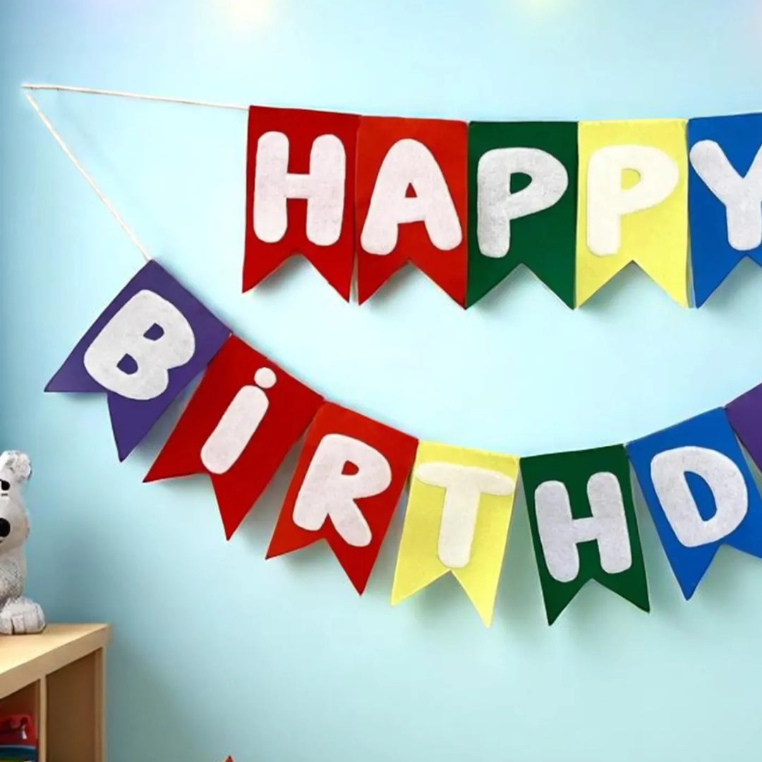 Handmade Swallow Shaped Felt Happy Birthday Bunting
