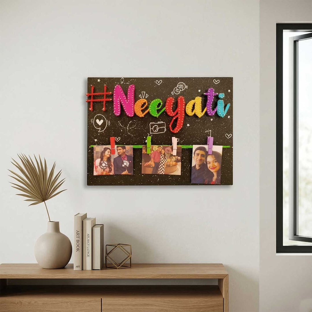 Photo Personalized String Art Hashtag Wooden Name Plate