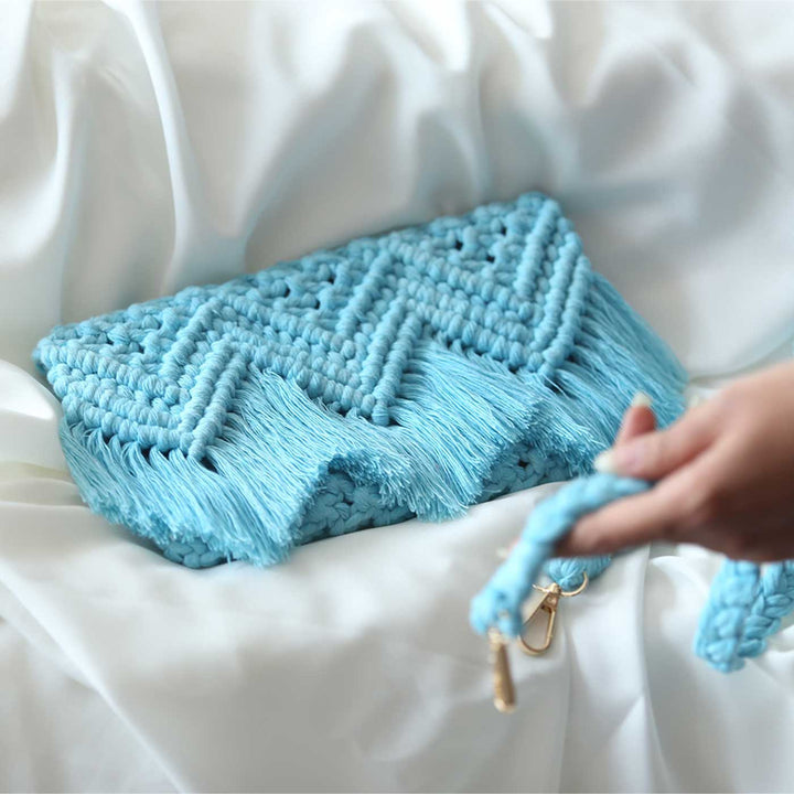 Handmade Macrame Boho Flap Sling Bag