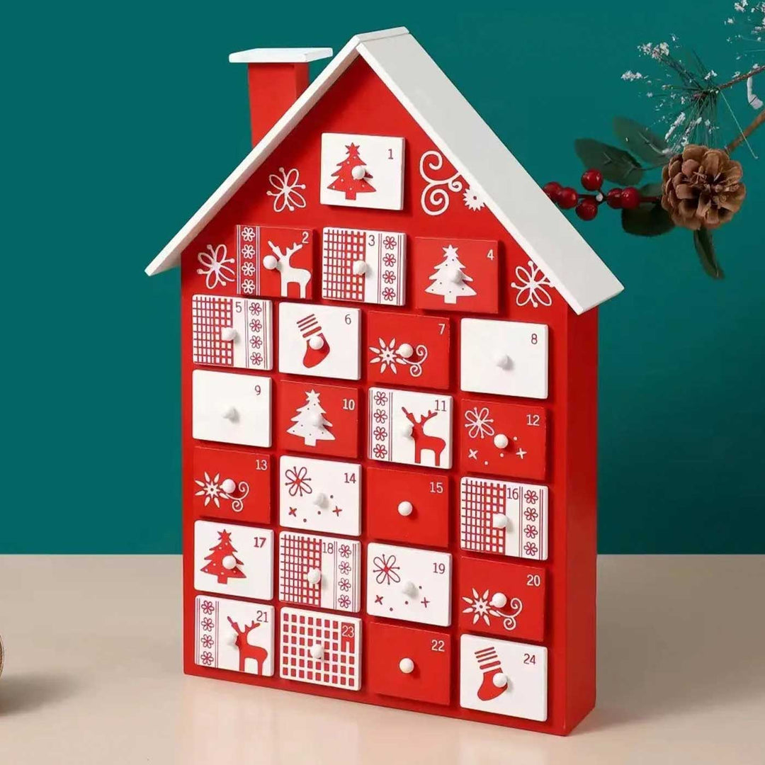 Handmade Wooden Crimson Cottage Advent Calendar