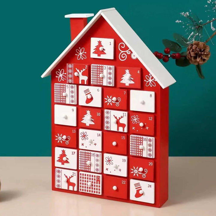 Handmade Wooden Crimson Cottage Advent Calendar
