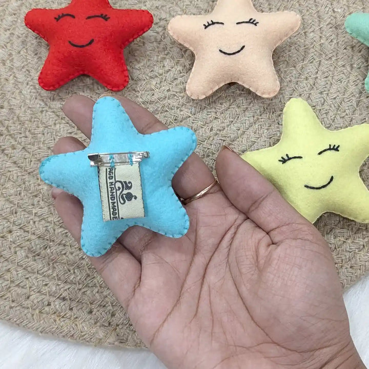 Handmade Pastel Star Theme Felt Brooches | Set Of 5