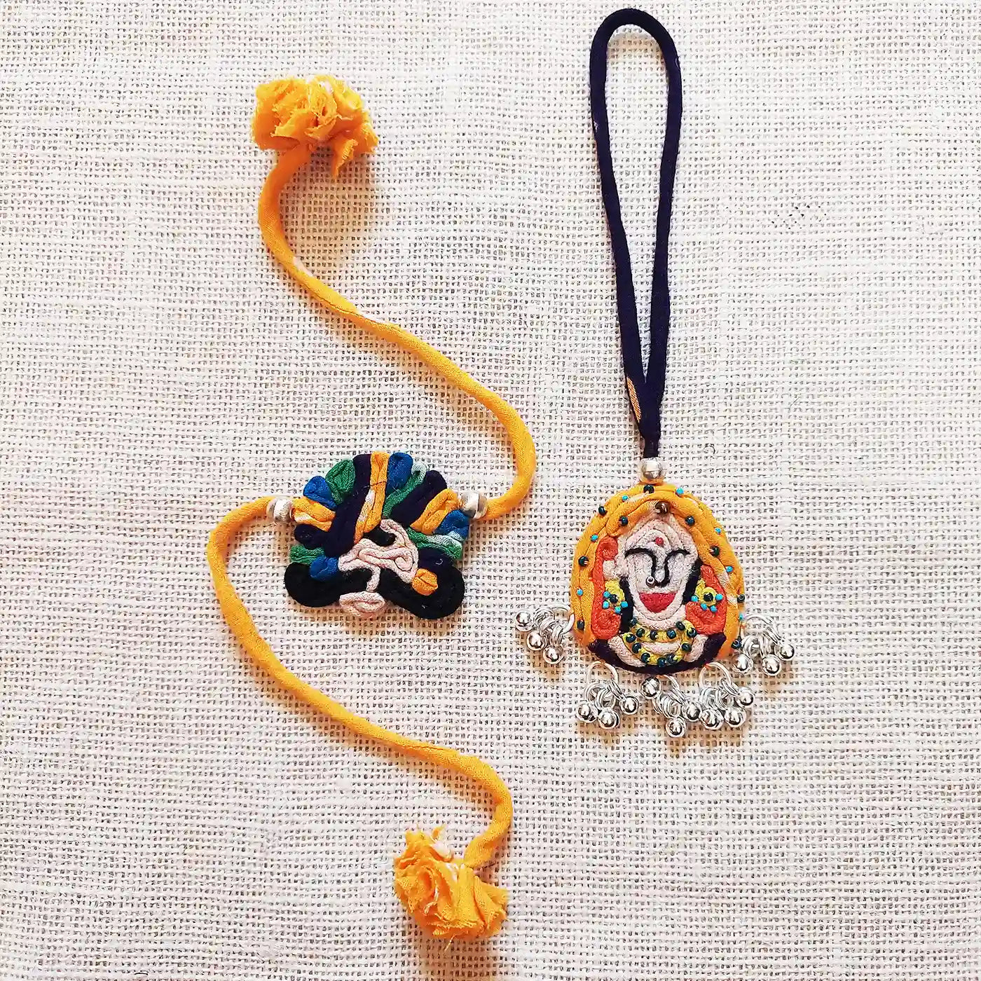 Buy Handmade Dori Work & Ghungroo Raja Rani Bhaiya Bhabhi Rakhi With ...