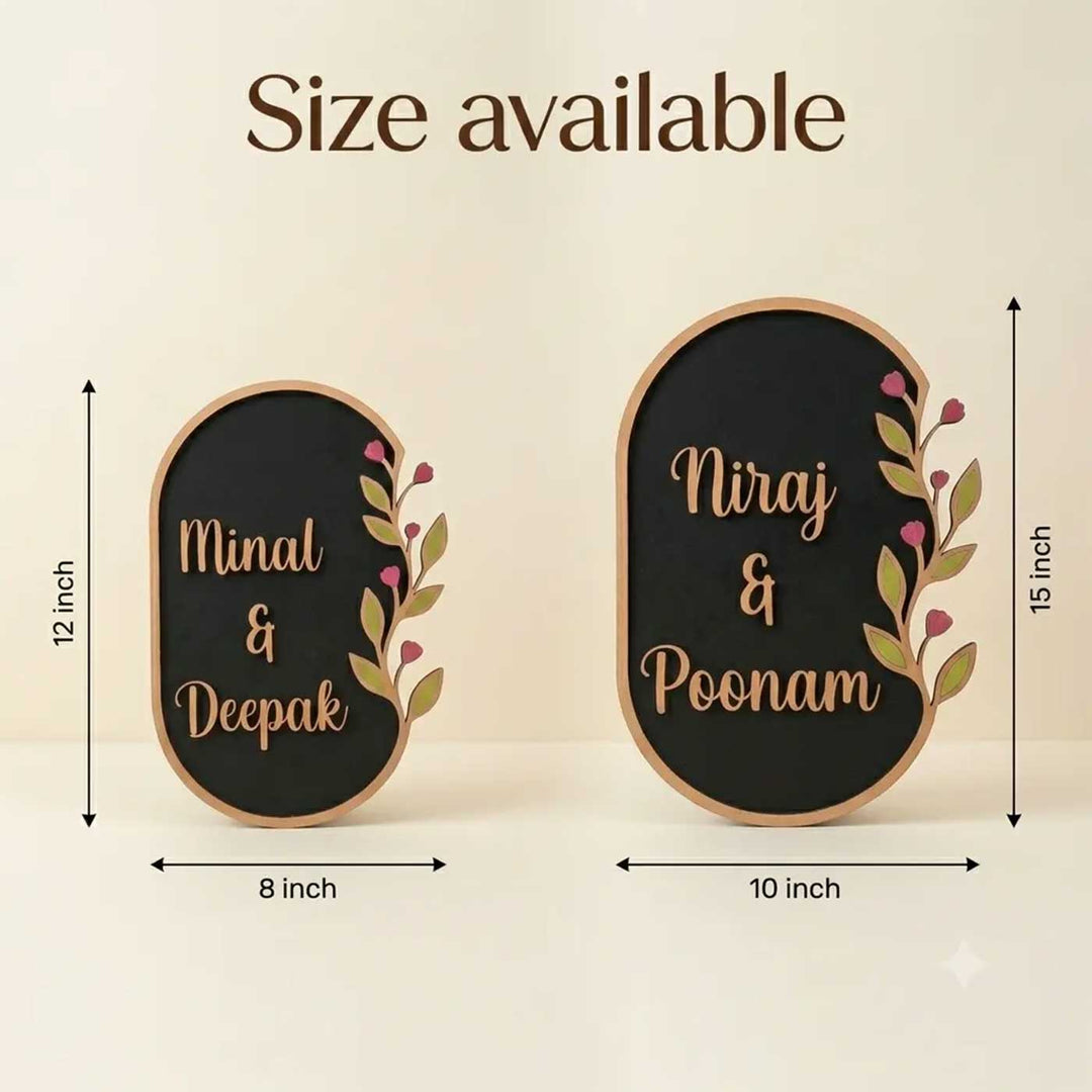 "Floral Royal" Handcrafted Personalized MDF Wood Name Plate For Home