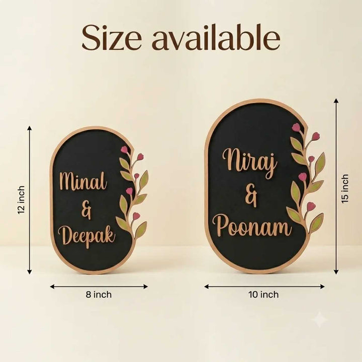 "Floral Royal" Handcrafted Personalized MDF Wood Name Plate For Home