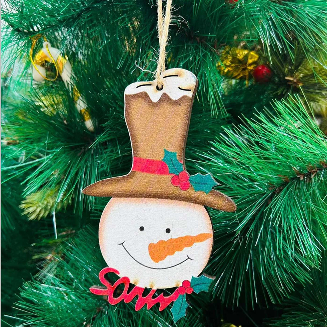 Handmade Frosty Hattie Wooden Ornaments For Christmas Tree Decoration