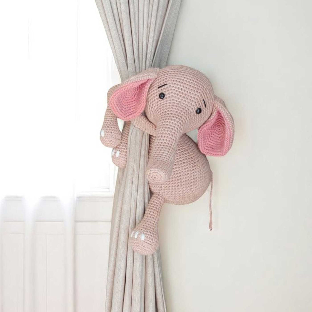 Handmade Crochet Elephant Curtain Tie for Newborns
