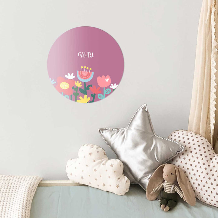 Personalized Flower Power Theme Acrylic Kids Name Plate