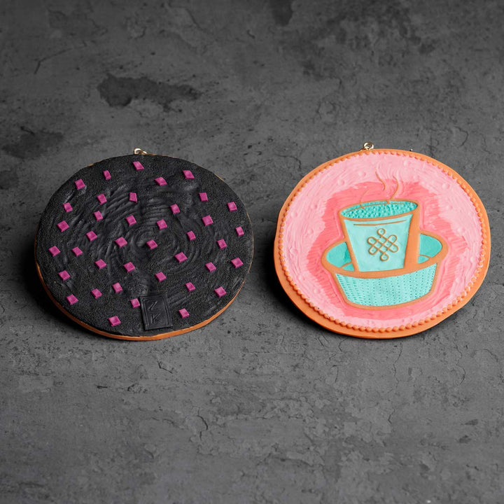 Handmade Polymer Clay Dabara Filter Coffee Design Reversible Earrings