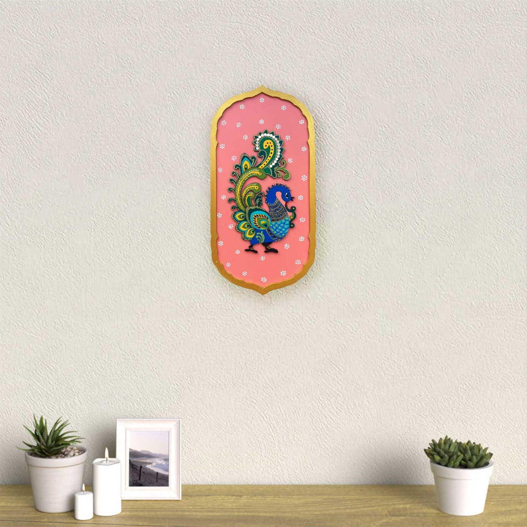 Hand-Painted Peacock Theme MDF Wood Wall Decor