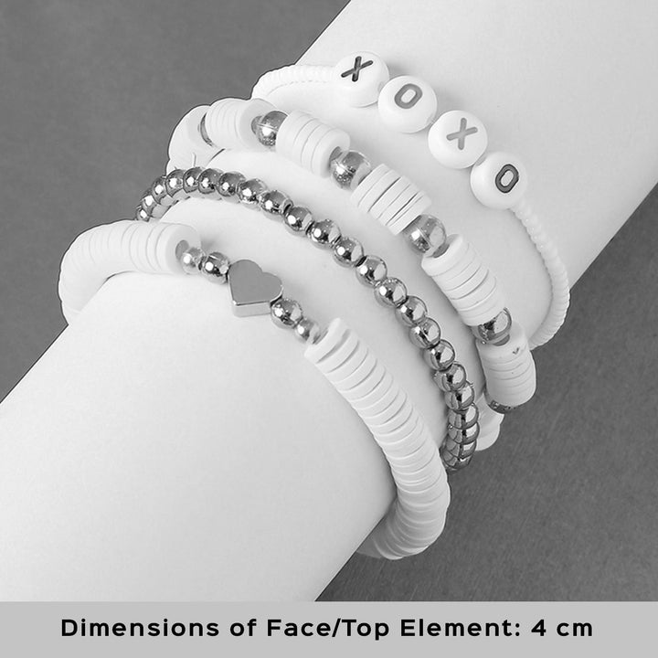 4 Pc | Personalized Bubblegum Bliss Stackable Clay Beaded Bracelet For Girls