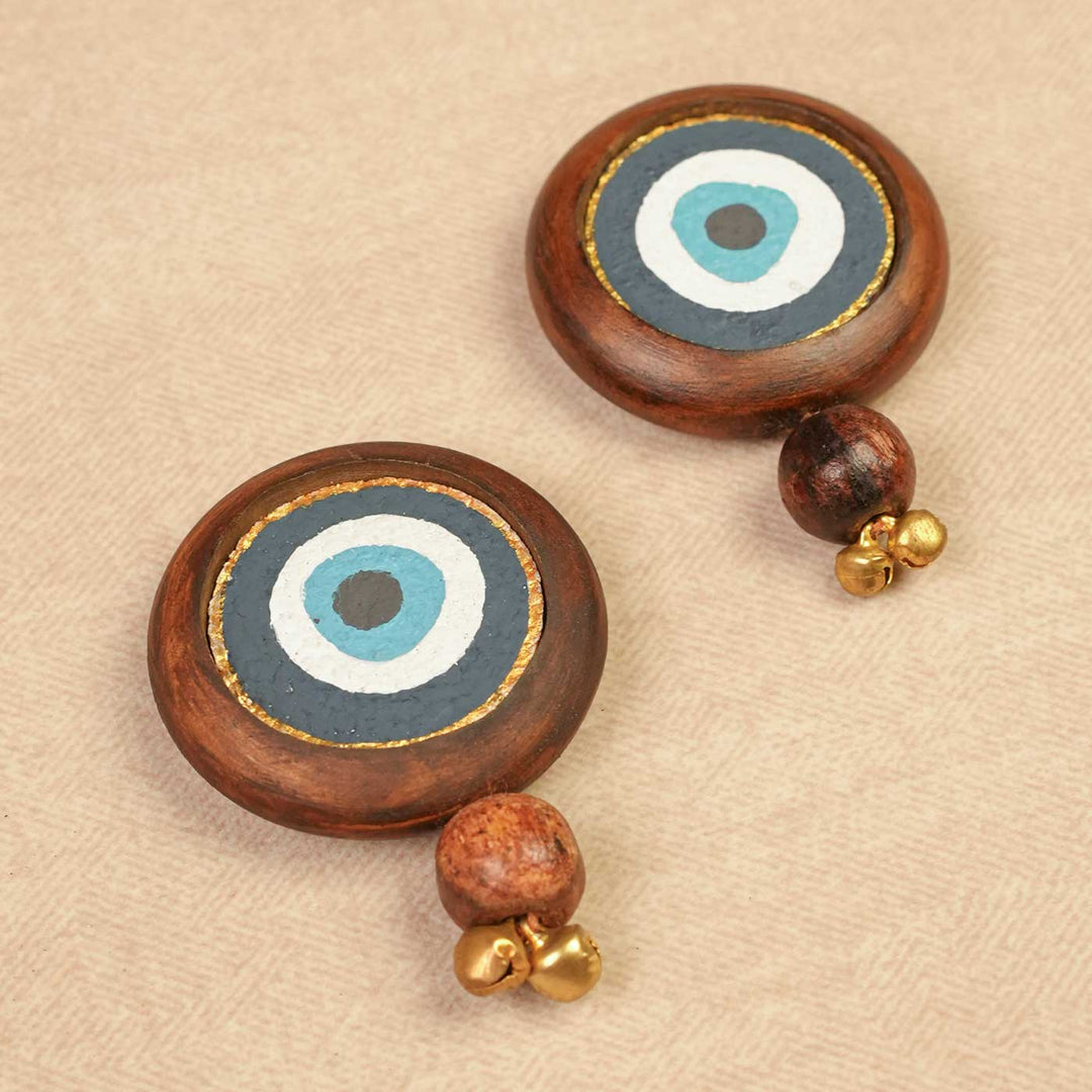 Handmade Divya Drishti Gift Hamper | Includes Evil Eye Door Hanging, Evil Eye Coasters, Evil Eye Candle Stand, Evil Eye Bell Hangings, Seed Card And Outer Box