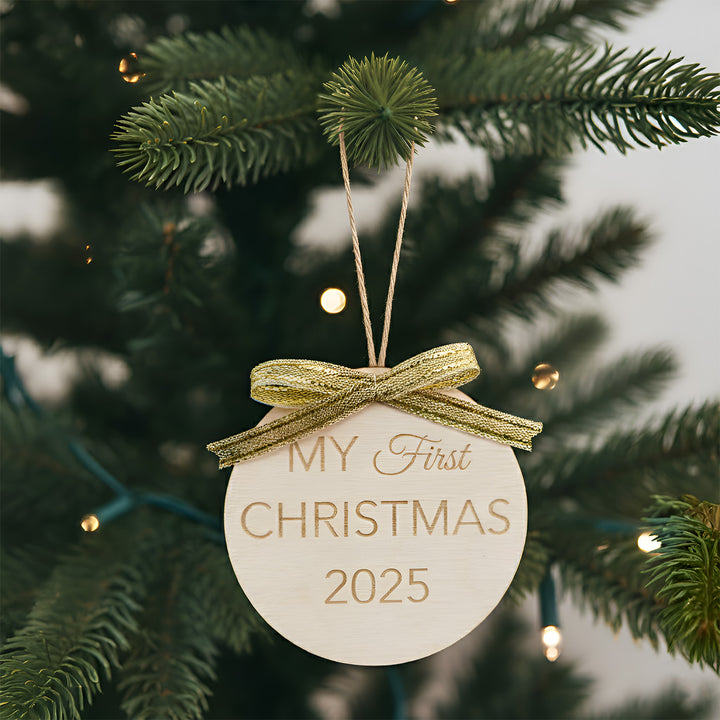 Handmade Round "My First Christmas" MDF Wood Ornament For Tree Decoration