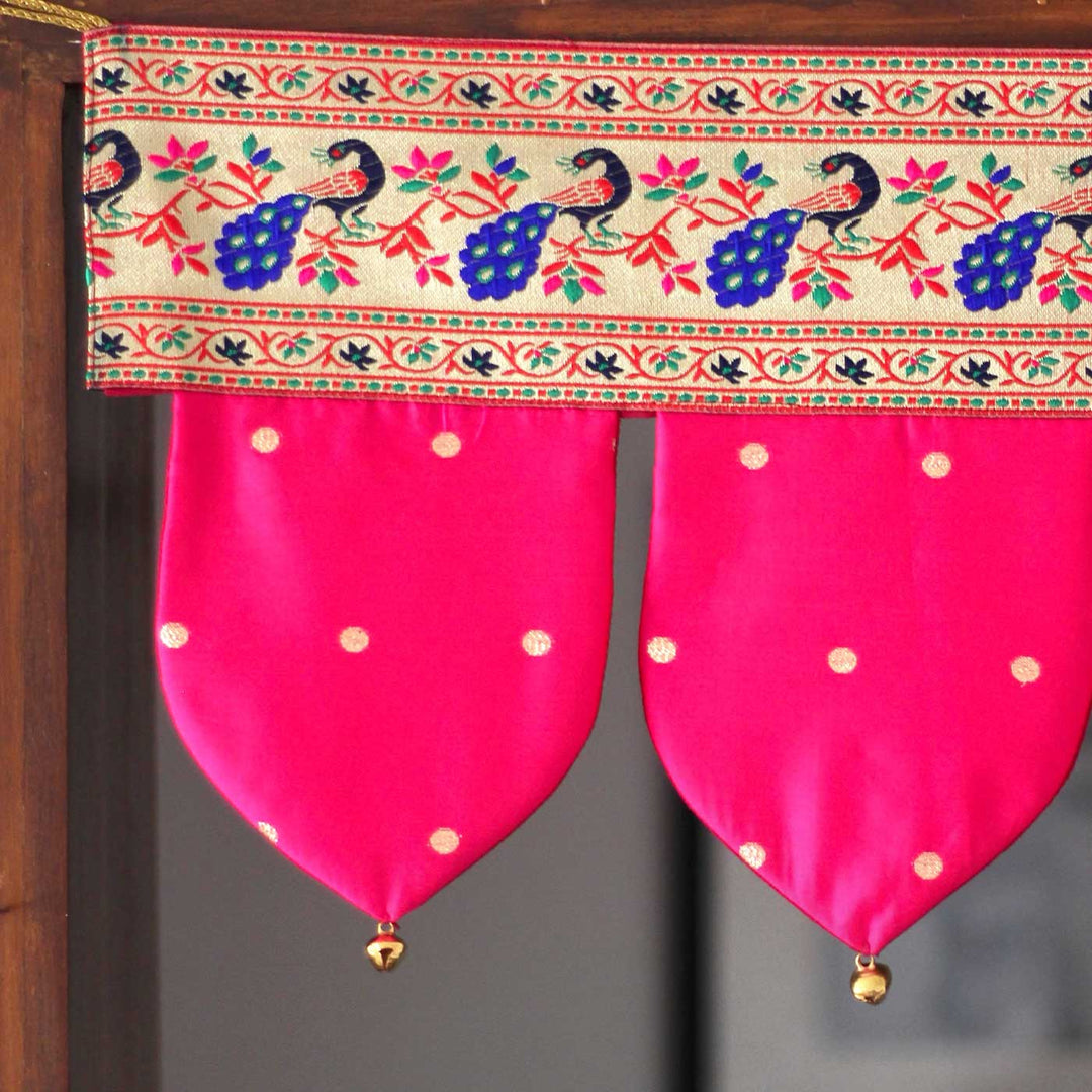 Handcrafted Traditional Paithani Fabric Toran For Festive Decor