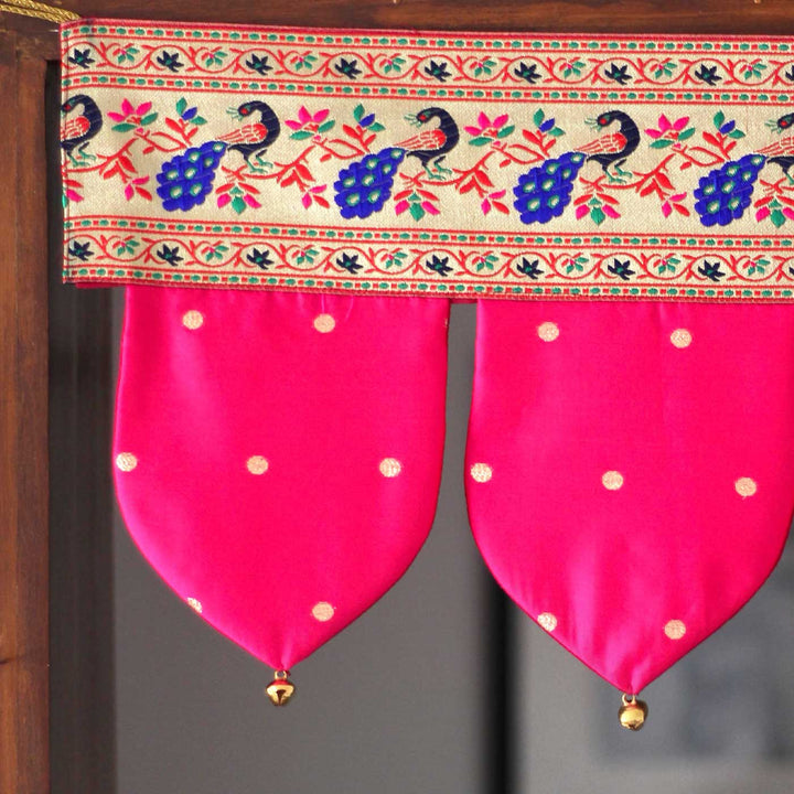 Handcrafted Traditional Paithani Fabric Toran For Festive Decor