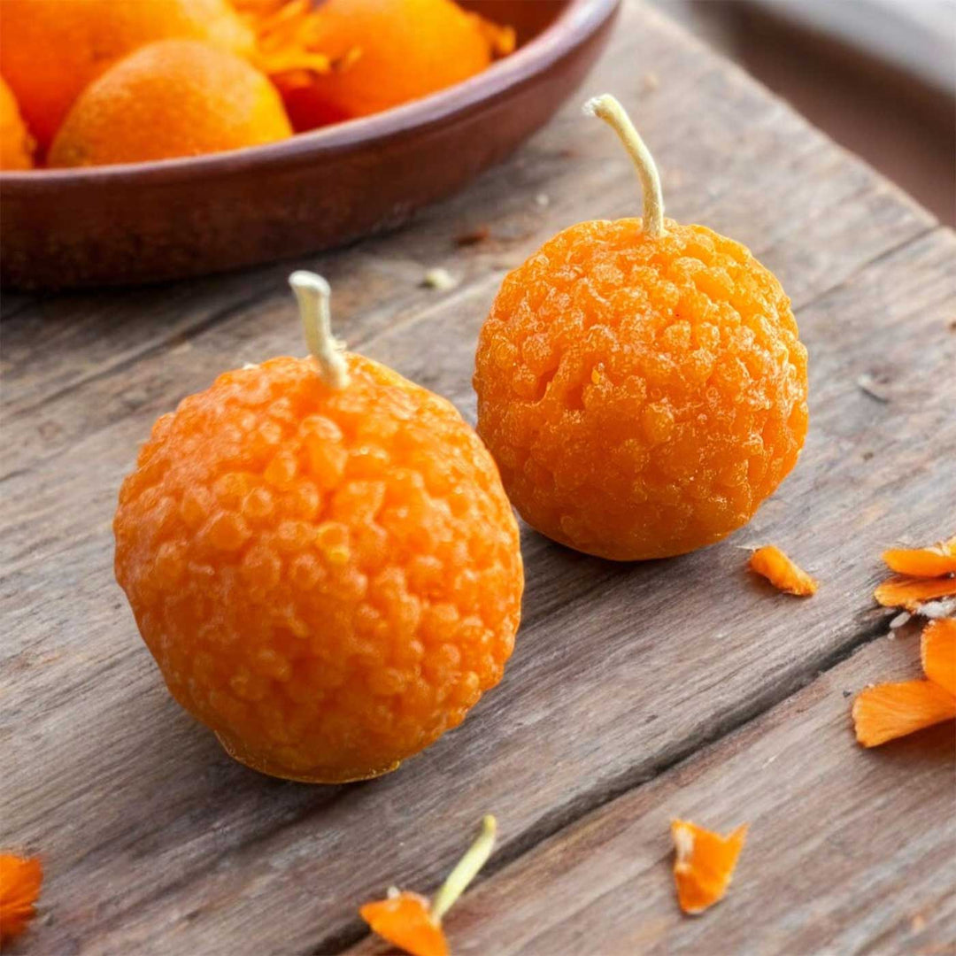 Handmade Motichoor Ladoo Wax Candles | Set of 8