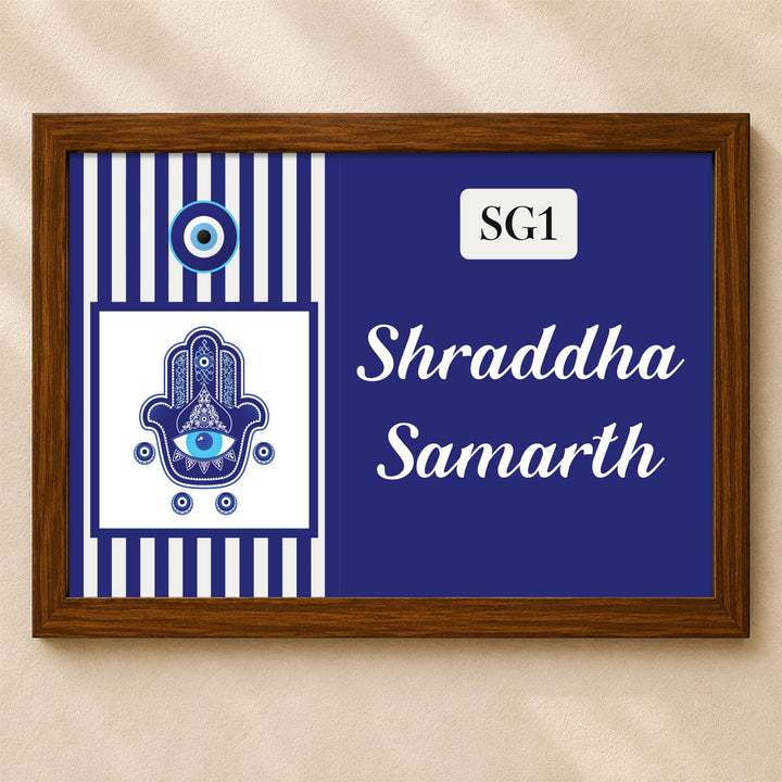 Personalized Evil Eye Printed Wooden & Acrylic Name Plate with 3D Letters