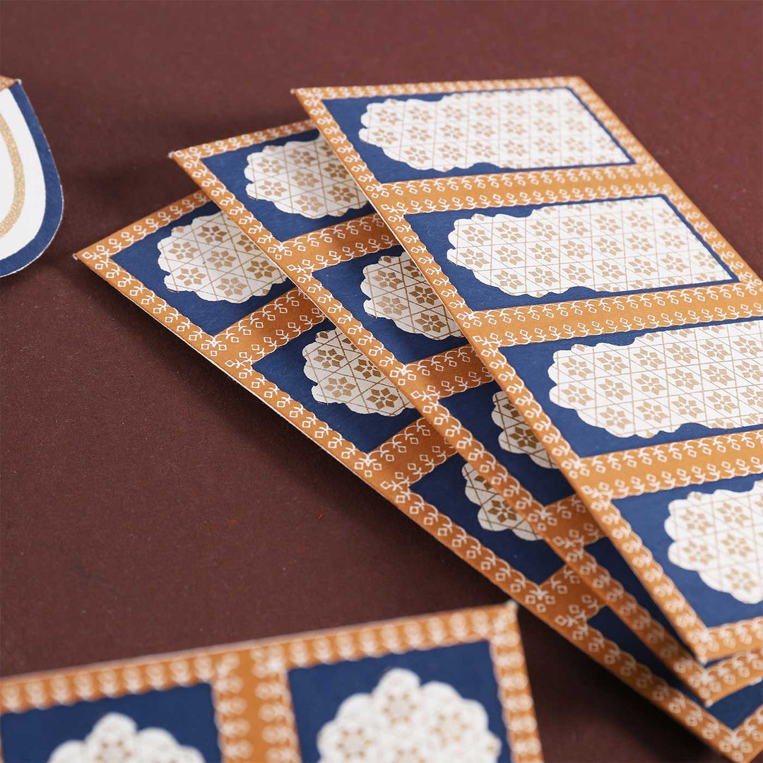 Personalized Handmade Jharokha Blue Paper Envelopes | Set Of 30