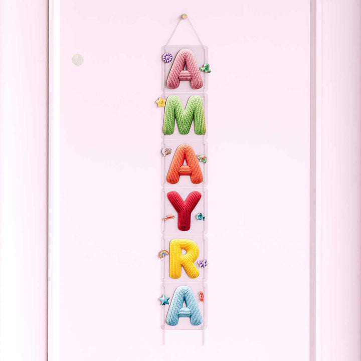 Personalized Acrylic Colourful Knitted Look Vertical Name Hanging