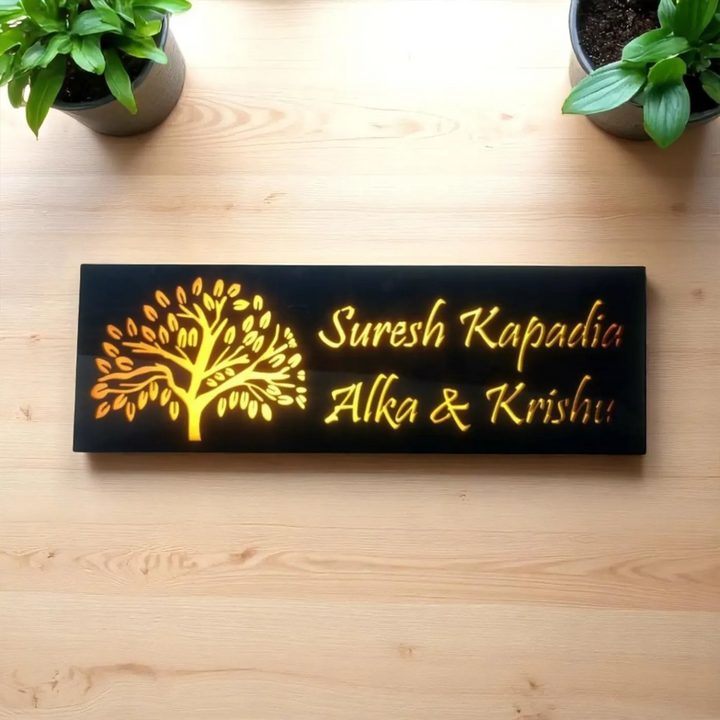 Personalized Tree Theme Acrylic Name Plate With Light