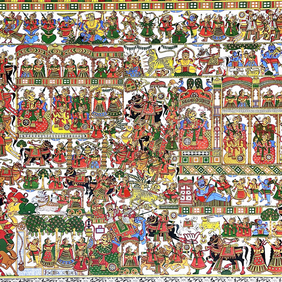 42 X 60 Inch | Story of Pabuji Paper Phad Painting