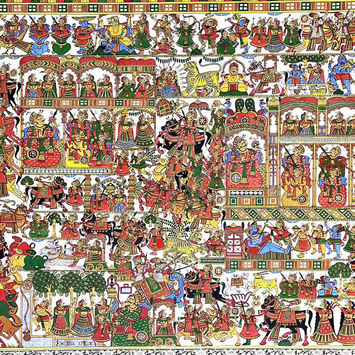 42 X 60 Inch | Story of Pabuji Paper Phad Painting
