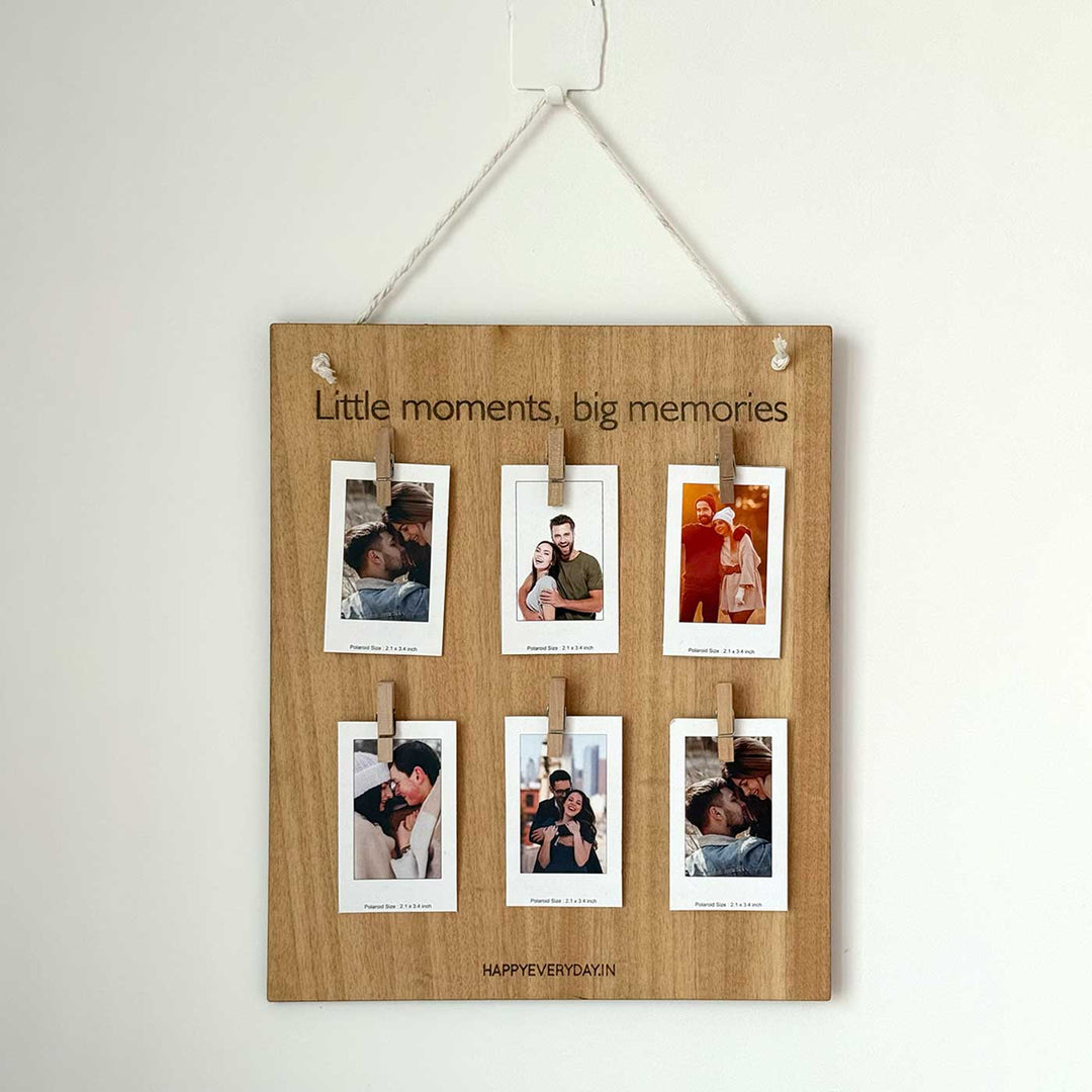 Photo Personalized "Little Moments, Big Memories" Wooden Wall Hanging With Polaroids