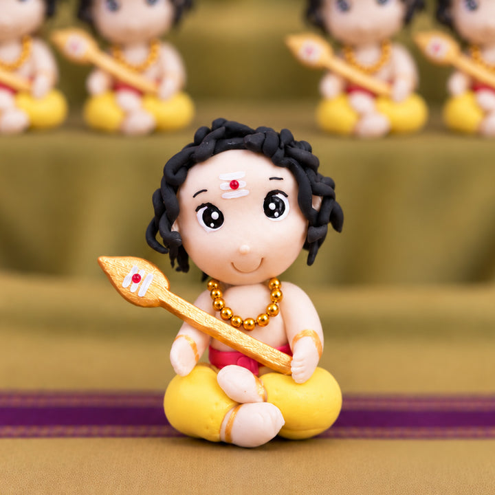 Handmade Miniature Karthikeya Clay Golu Doll For Festive Decor