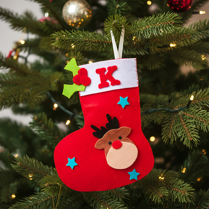 Personalized Reindeer Theme Felt Stocking For Christmas Decoration