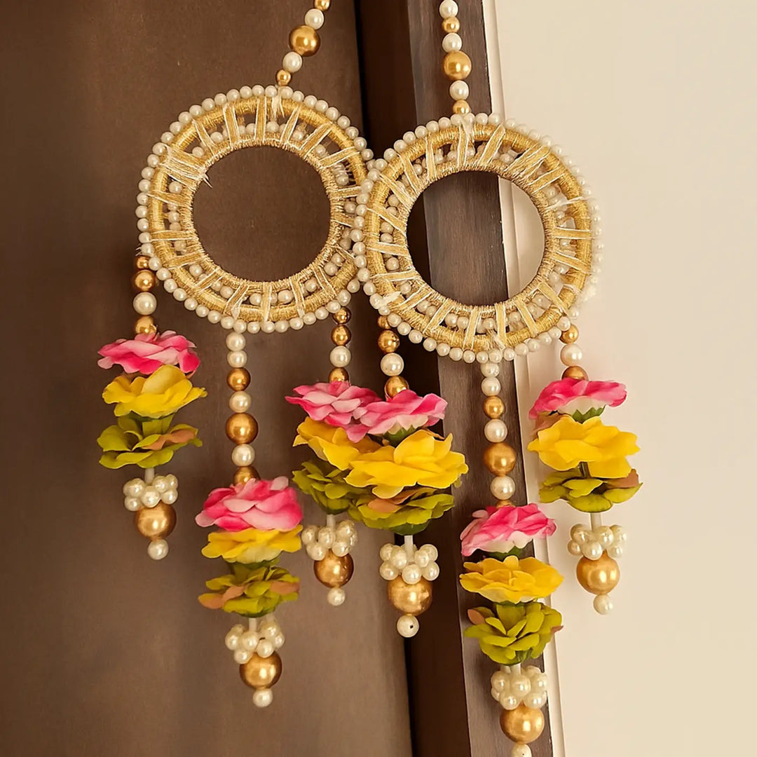 Handmade Beaded Multicolor Rose & Moti Hanging